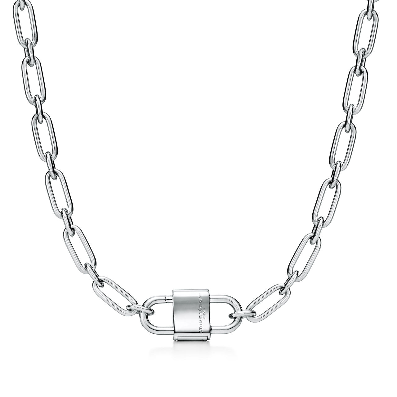 Collier cadenas à double anse en argent 925 millièmes. Medium.