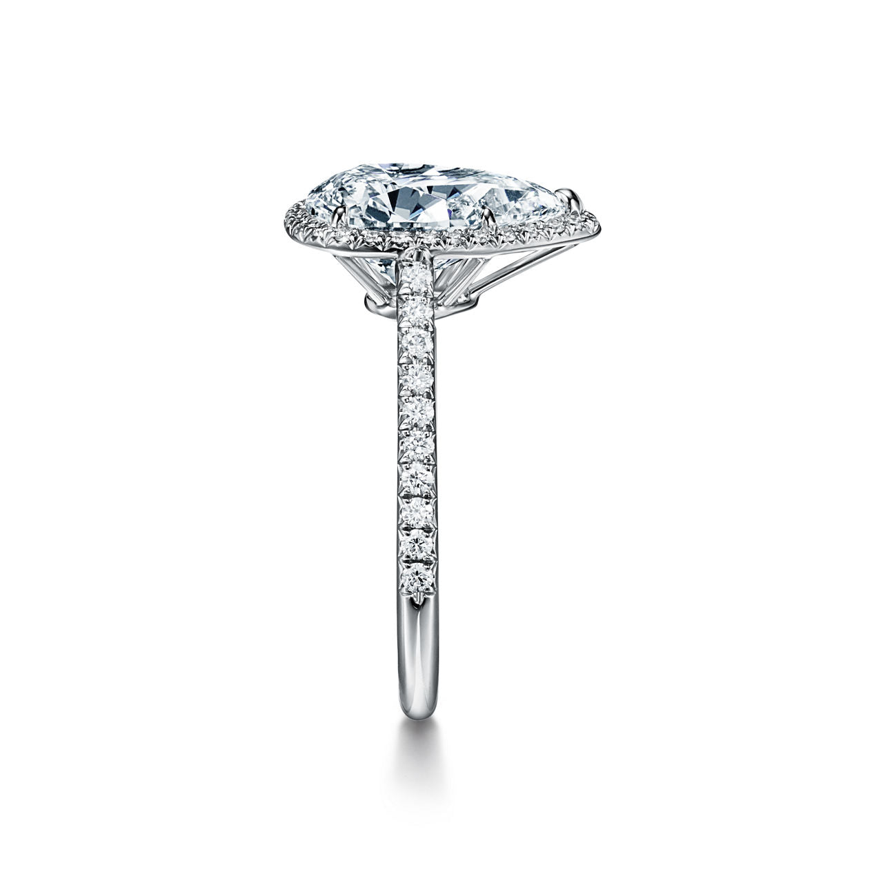 Tiffany Soleste Bague de fiançailles halo taille poire avec anneau en platine 950 millièmes et diamants