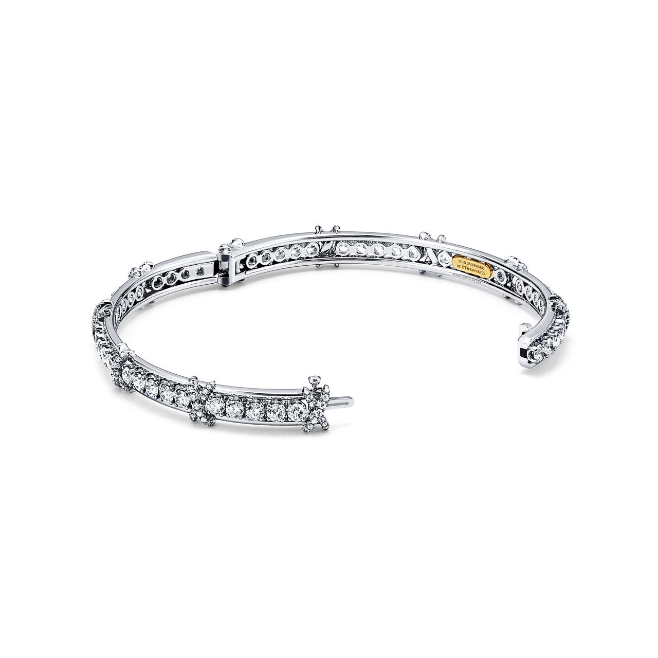 Bracelet jonc en platine 950 millièmes et diamants