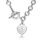 Collier Plaque Cœur en argent 925 millièmes et diamant. Medium