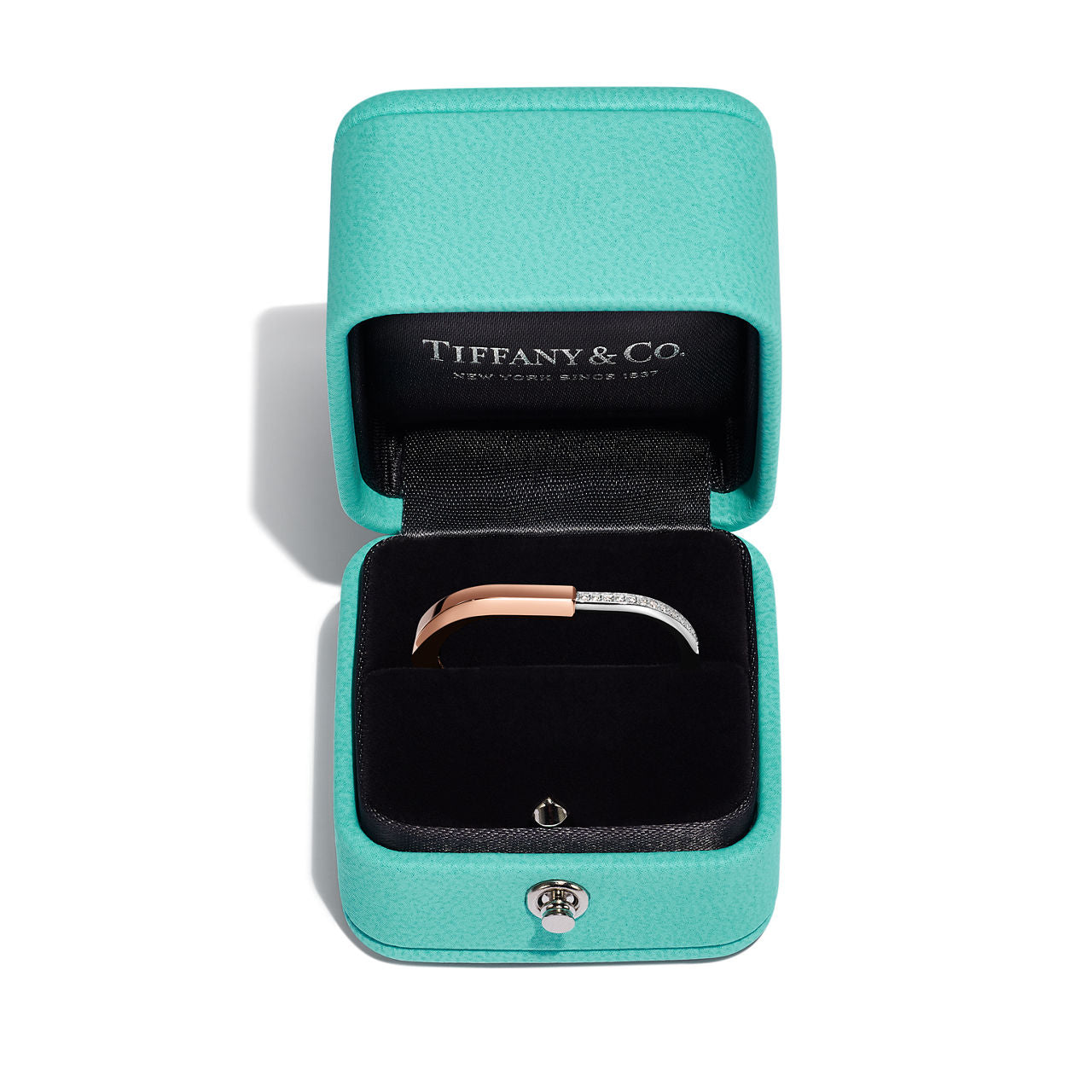 Tiffany Lock Bague à deux doigts en or 18 carats rose et blanc avec diamants