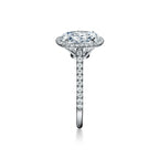 Tiffany Soleste Bague de fiançailles halo taille ovale avec anneau en platine 950 millièmes et diamants