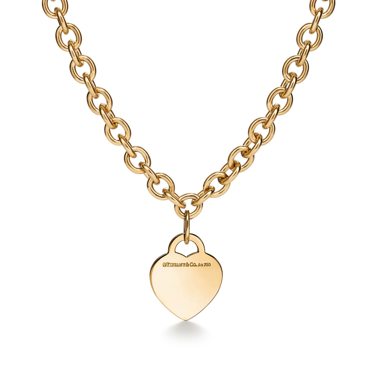 Collier Plaque Cœur en or jaune 18 carats. Medium.