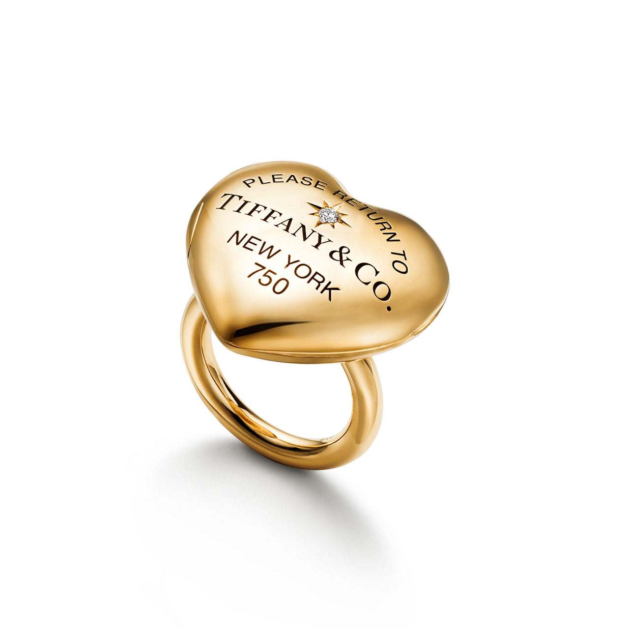 Return to Tiffany™ Bague Cœur plein en or jaune 18 carats et diamants