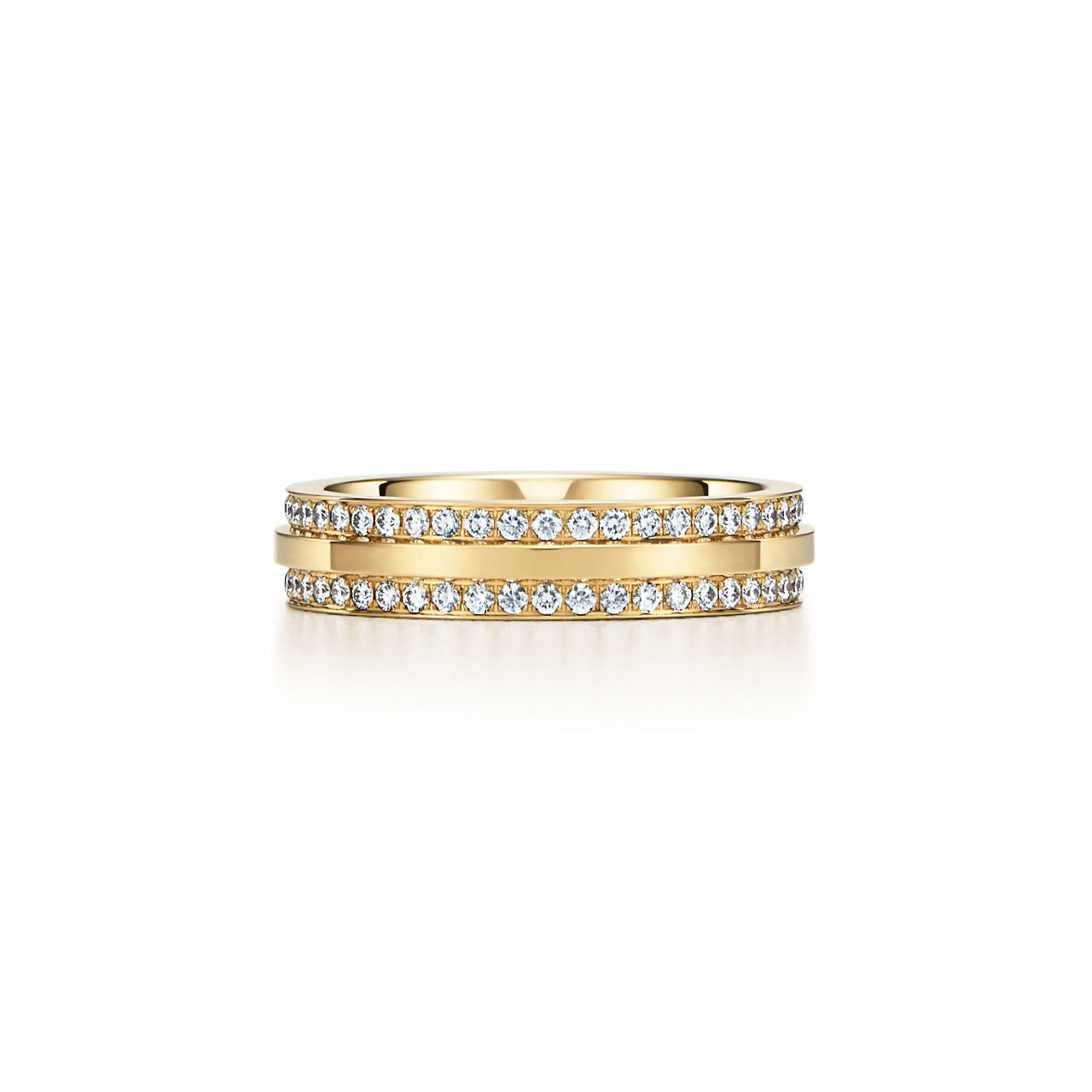 Tiffany T Bague étroite en pavé de diamants en or jaune 18 carats