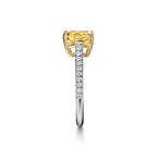 Tiffany Novo® Bague de fiançailles ornée d’un diamant jaune avec anneau en platine 950 millièmes pavé de diamants