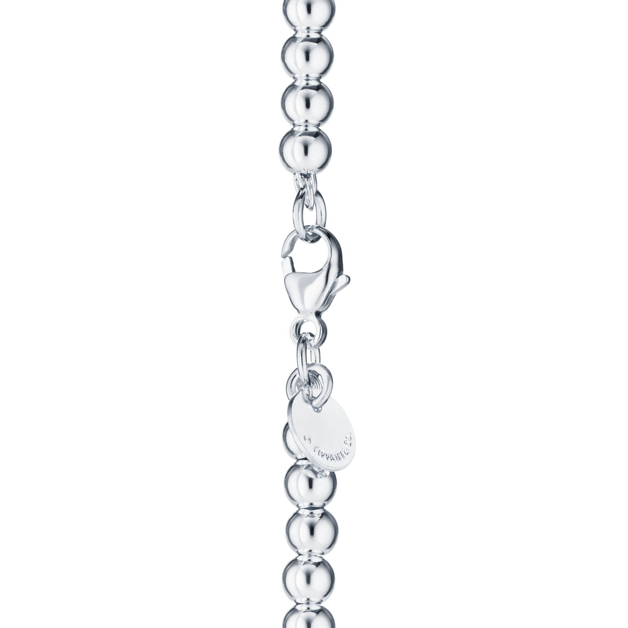 Bracelet de perles Plaque Cœur rose en argent 925 millièmes. 4 mm.