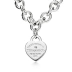 Collier Plaque Cœur en argent 925 millièmes et diamant. Medium