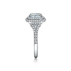 Tiffany Soleste Bague de fiançailles double halo taille coussin avec anneau en platine 950 millièmes et diamants