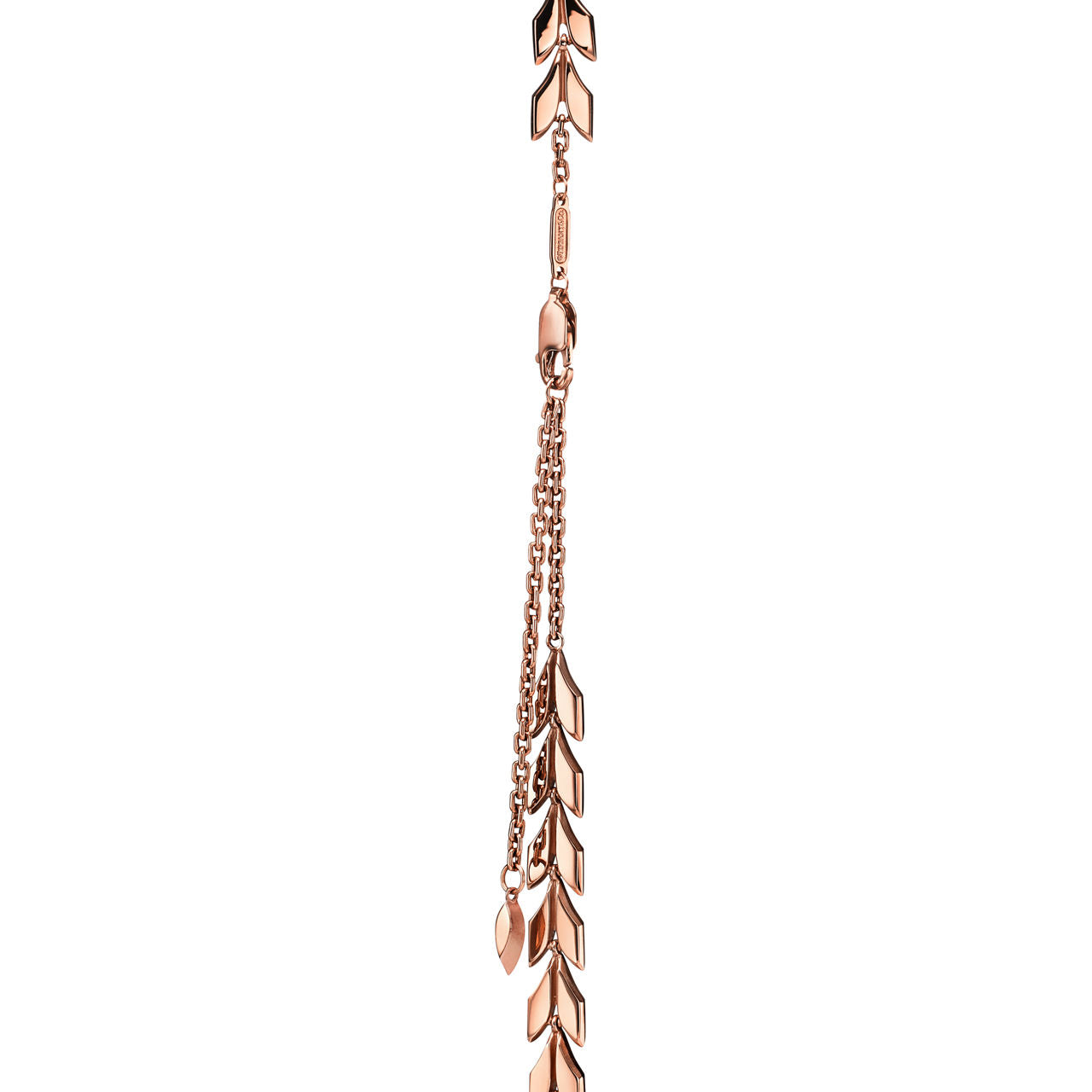 Collier goutte d’eau motif vigne en or rose 18 carats et diamants