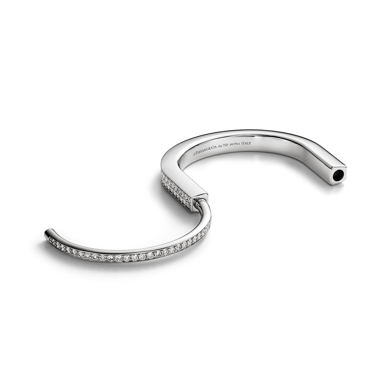 Bracelet jonc en or blanc 18 carats et pavé de diamants tour complet