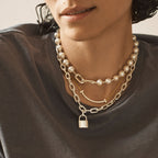 Collier Cadenas en perles en argent 925 millièmes. 9-10 mm.