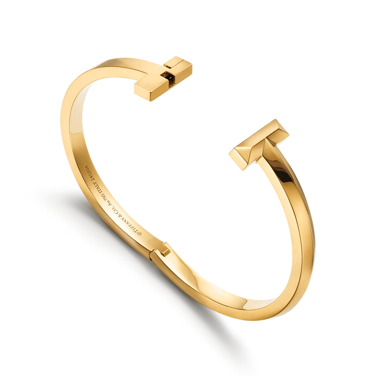 Bracelet jonc étroit à charnière T1 en or jaune 18 carats