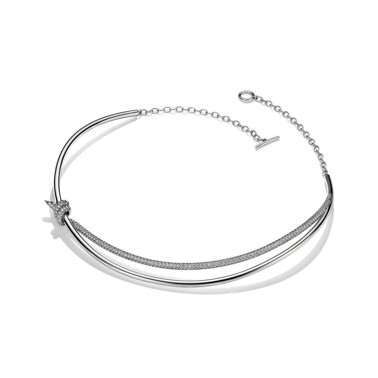 Collier double rang en or blanc 18 carats et diamants