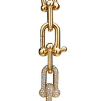 Bracelet à maillons larges en or jaune 18 carats et pavé de diamants