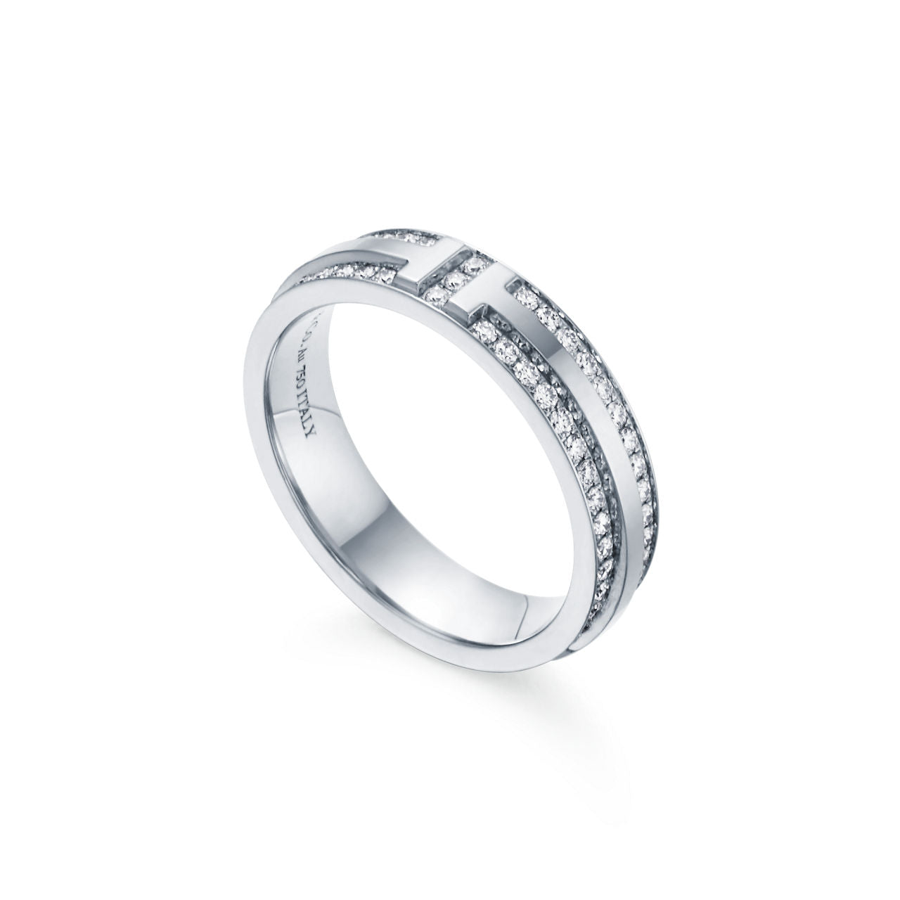 Tiffany T Bague étroite en pavé de diamants en or blanc 18 carats