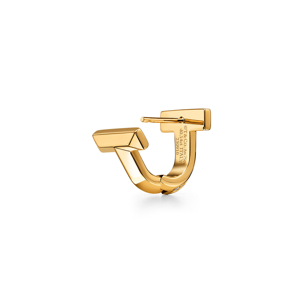 Boucles d’oreilles huggies T1 avec pavé de diamants en demi-cercle en or jaune 18 carats