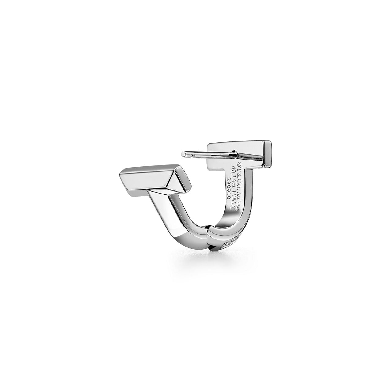 Boucles d’oreilles huggies T1 avec pavé de diamants en demi-cercle en or blanc 18 carats
