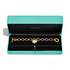 Bracelet Cœur plein avec fermoir à bascule en or jaune 18 carats et diamants