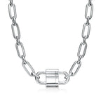Collier cadenas à double anse en argent 925 millièmes. Large.