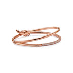 Bracelet jonc double rang à charnière en or rose 18 carats et diamants