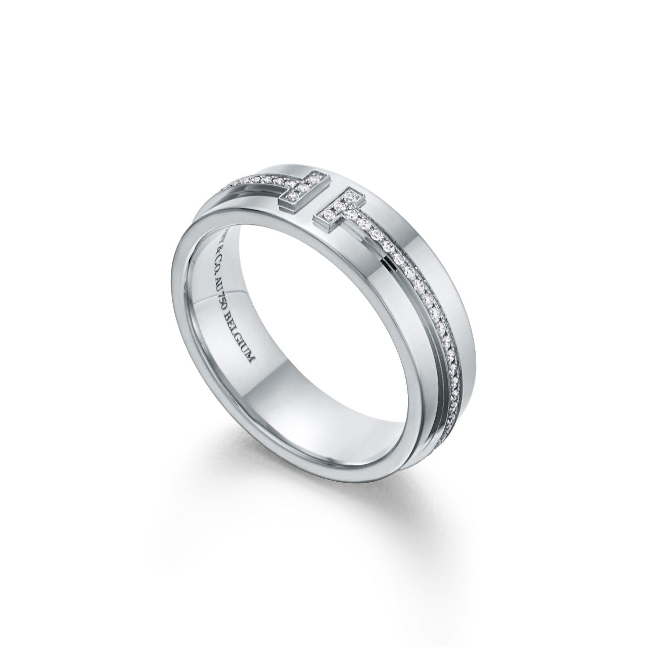 Tiffany T Bague en diamants large en or blanc 18 carats