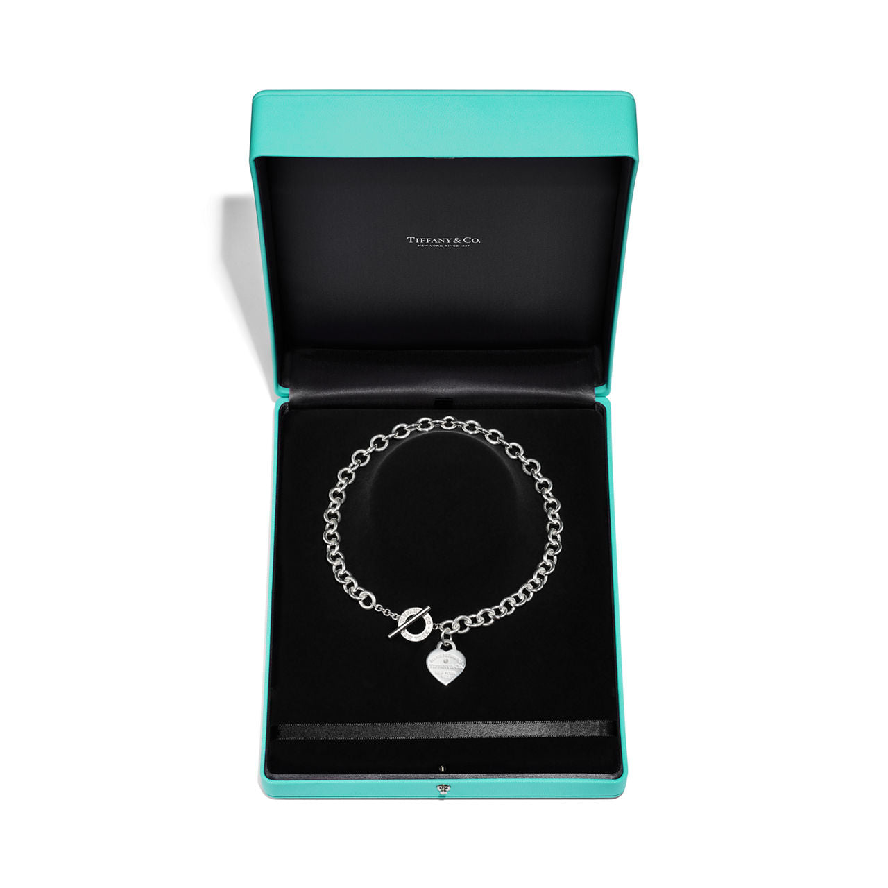 Collier Plaque Cœur en argent 925 millièmes et diamant. Medium