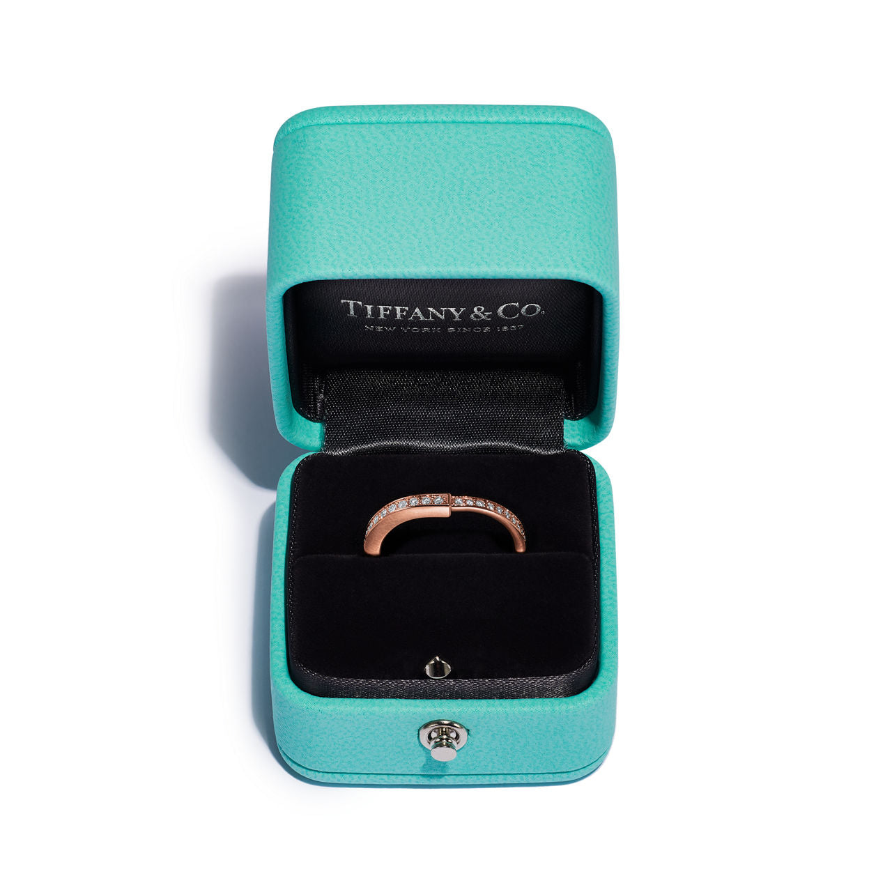 Tiffany Lock Bague en or rose 18 carats et pavé de diamants