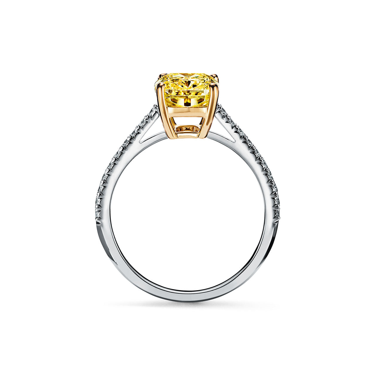 Tiffany Novo® Bague de fiançailles ornée d’un diamant jaune avec anneau en platine 950 millièmes pavé de diamants