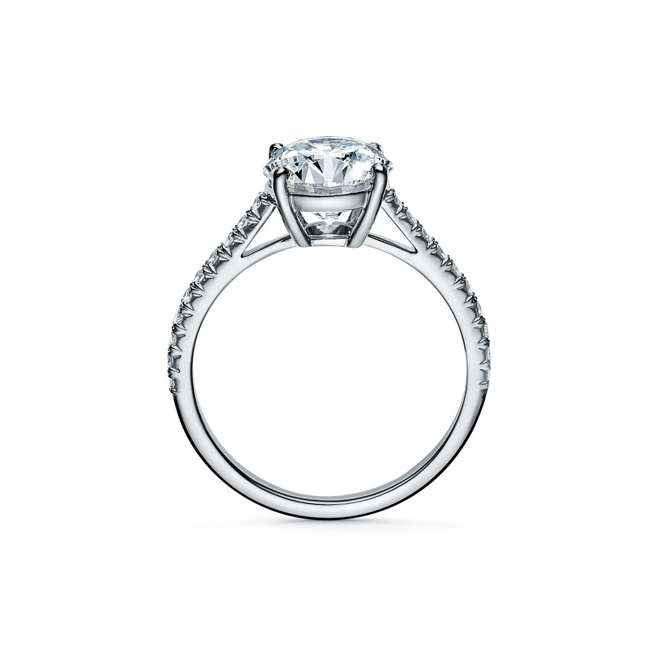 Tiffany Novo® Bague de fiançailles taille brillant avec anneau en platine 950 millièmes pavé de diamants