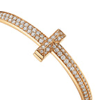 Bracelet jonc à charnière large T1 orné de diamants en or jaune 18 carats