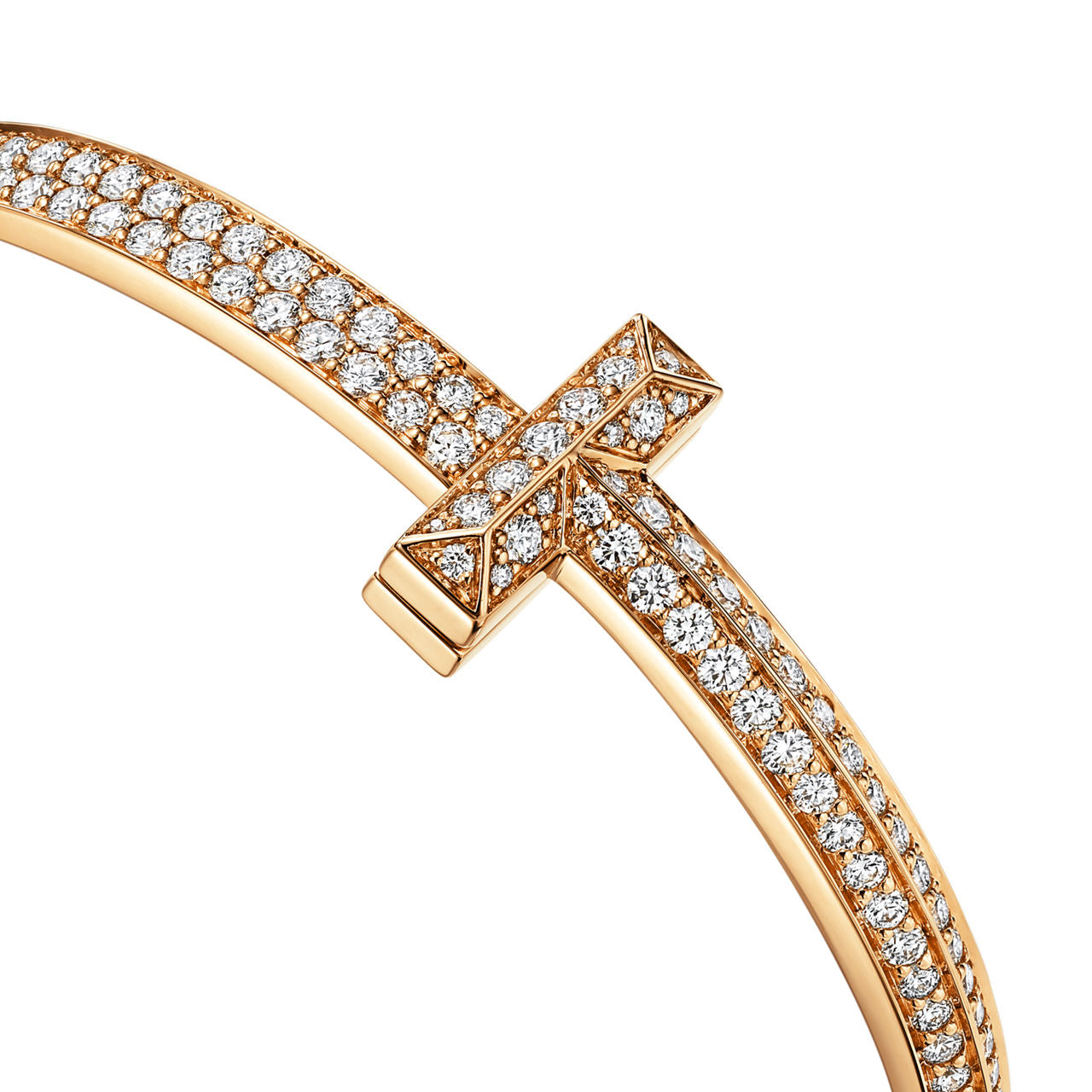 Bracelet jonc à charnière large T1 orné de diamants en or jaune 18 carats
