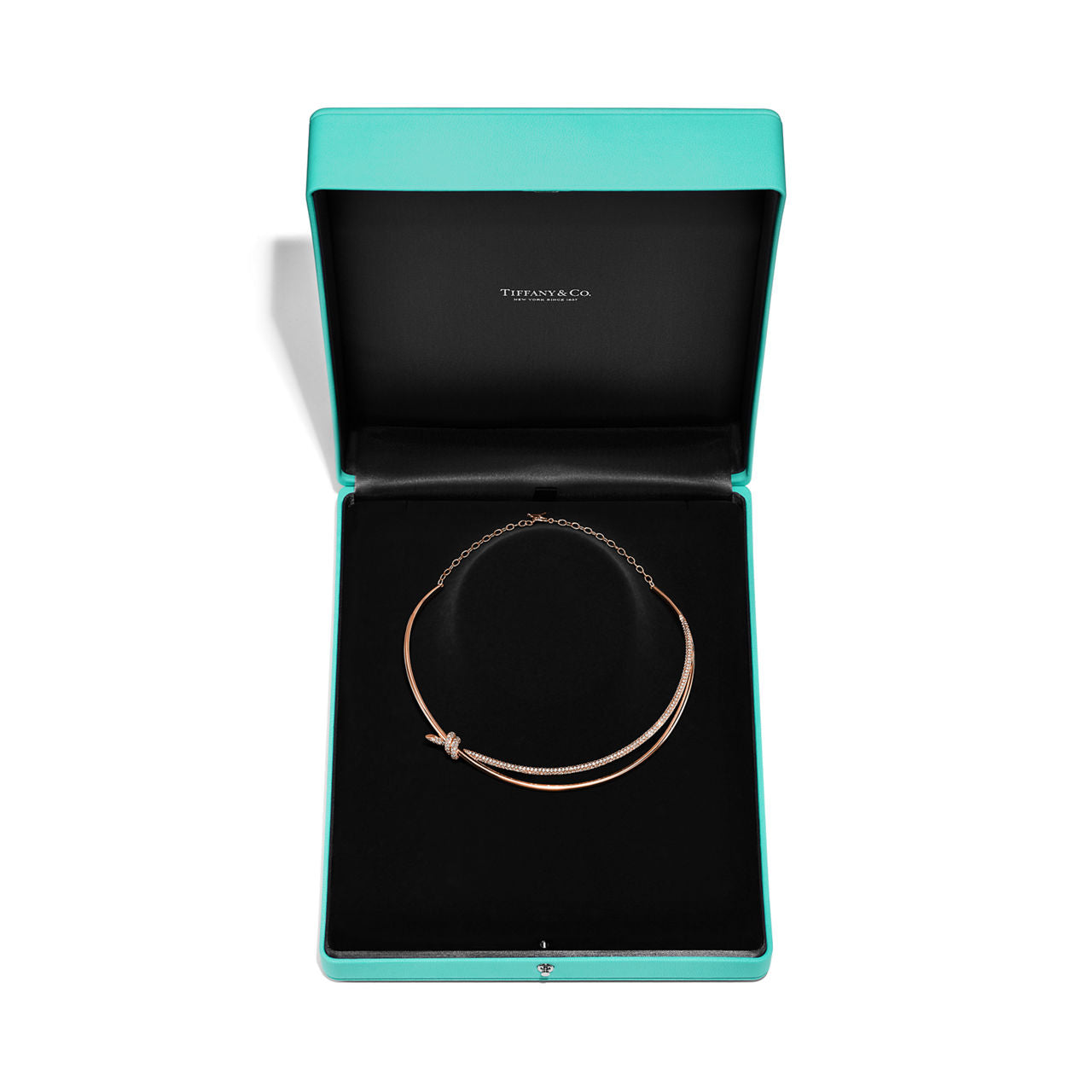 Collier double rang en or rose 18 carats et diamants