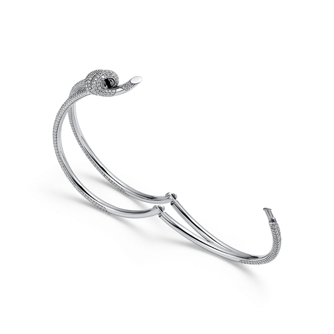 Bracelet double rang en or blanc 18 carats et diamants