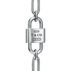 Collier cadenas à double anse en argent 925 millièmes. Large.