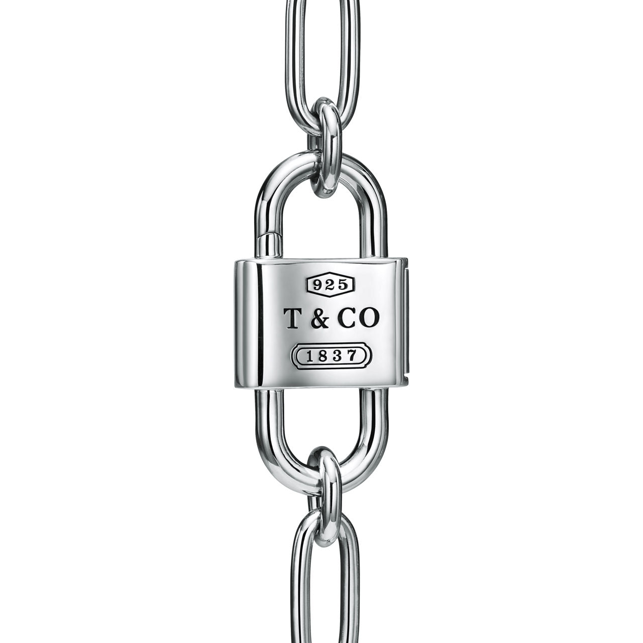 Collier cadenas à double anse en argent 925 millièmes. Large.