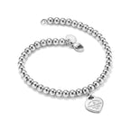 Bracelet de perles Plaque Cœur en argent 925 millièmes et diamant, 4 mm