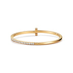 Bracelet jonc à charnière étroite T1 orné de diamants en or jaune 18 carats