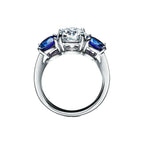 Tiffany Trois pierres Bague de fiançailles en platine 950 millièmes ornée de saphirs latéraux