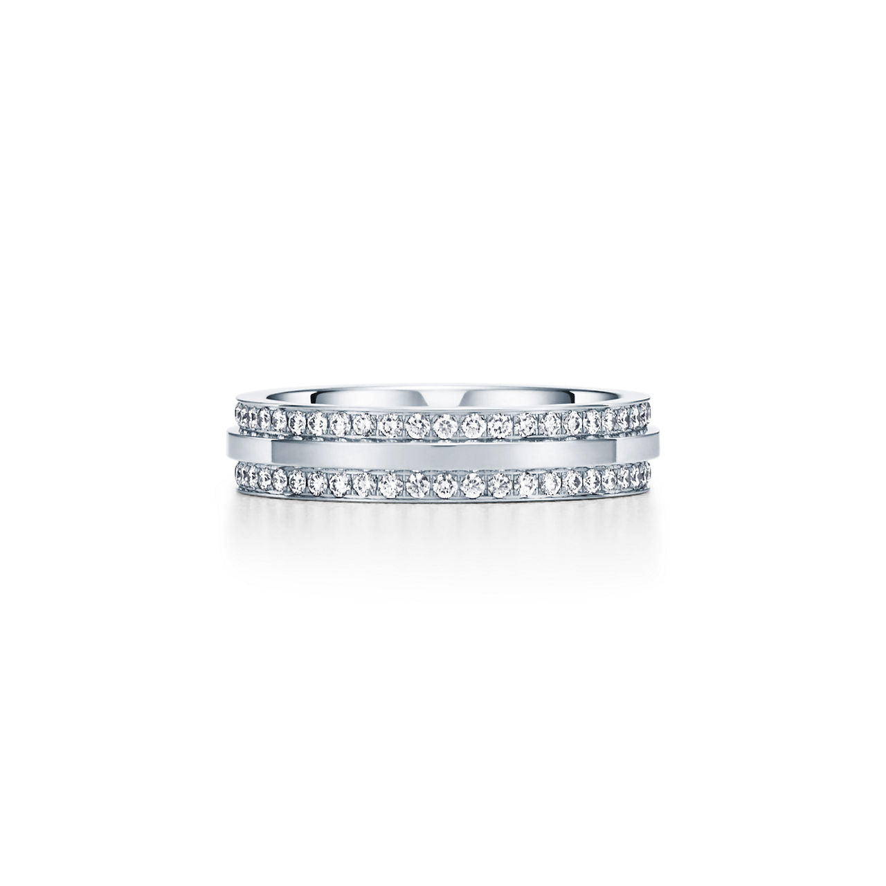 Tiffany T Bague étroite en pavé de diamants en or blanc 18 carats
