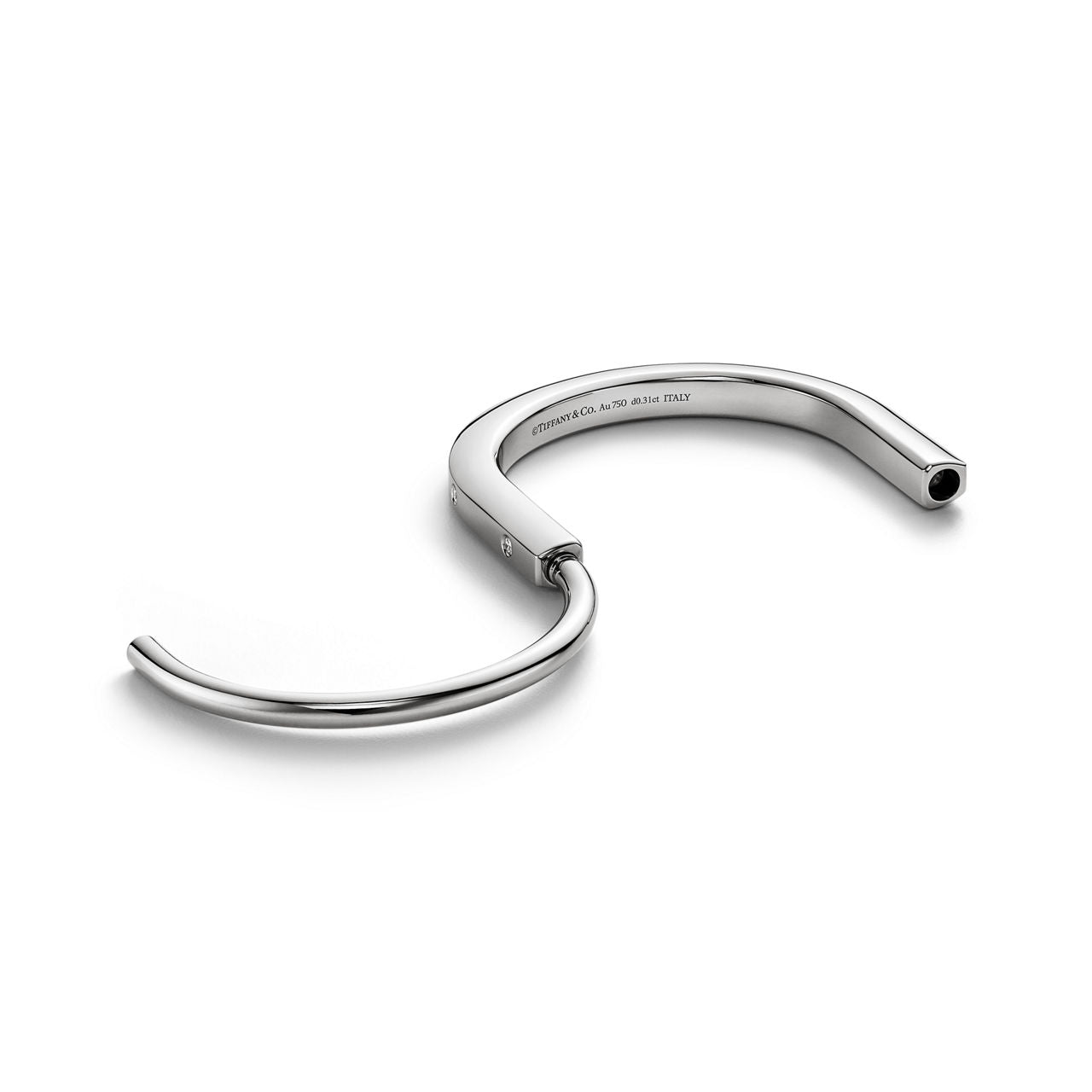 Bracelet jonc en or blanc 18 carats accentué de diamants