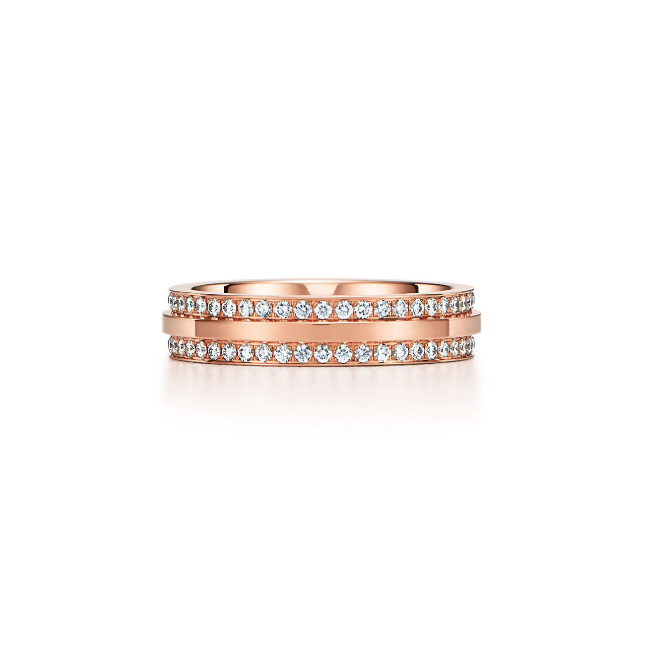 Tiffany T Bague étroite en pavé de diamants en or rose