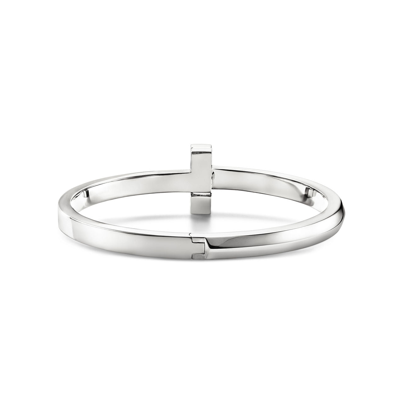 Bracelet jonc à charnière large T1 en or blanc 18 carats