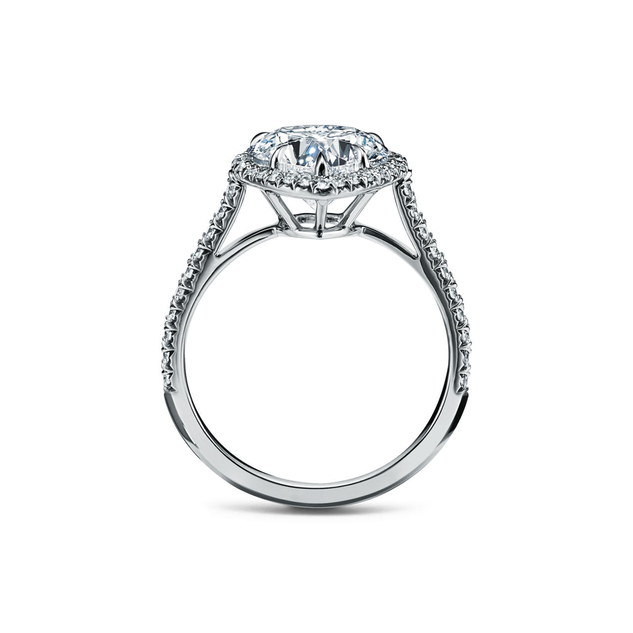Tiffany Soleste Bague de fiançailles halo taille cœur avec anneau en platine 950 millièmes et diamants