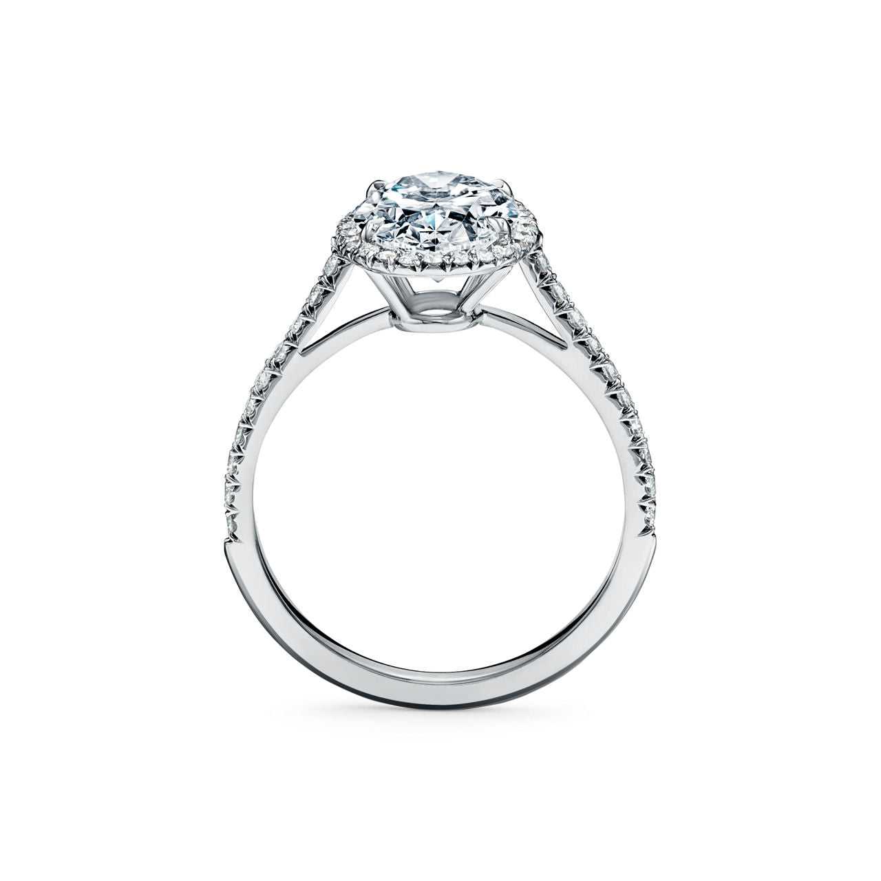 Tiffany Soleste Bague de fiançailles halo taille ovale avec anneau en platine 950 millièmes et diamants