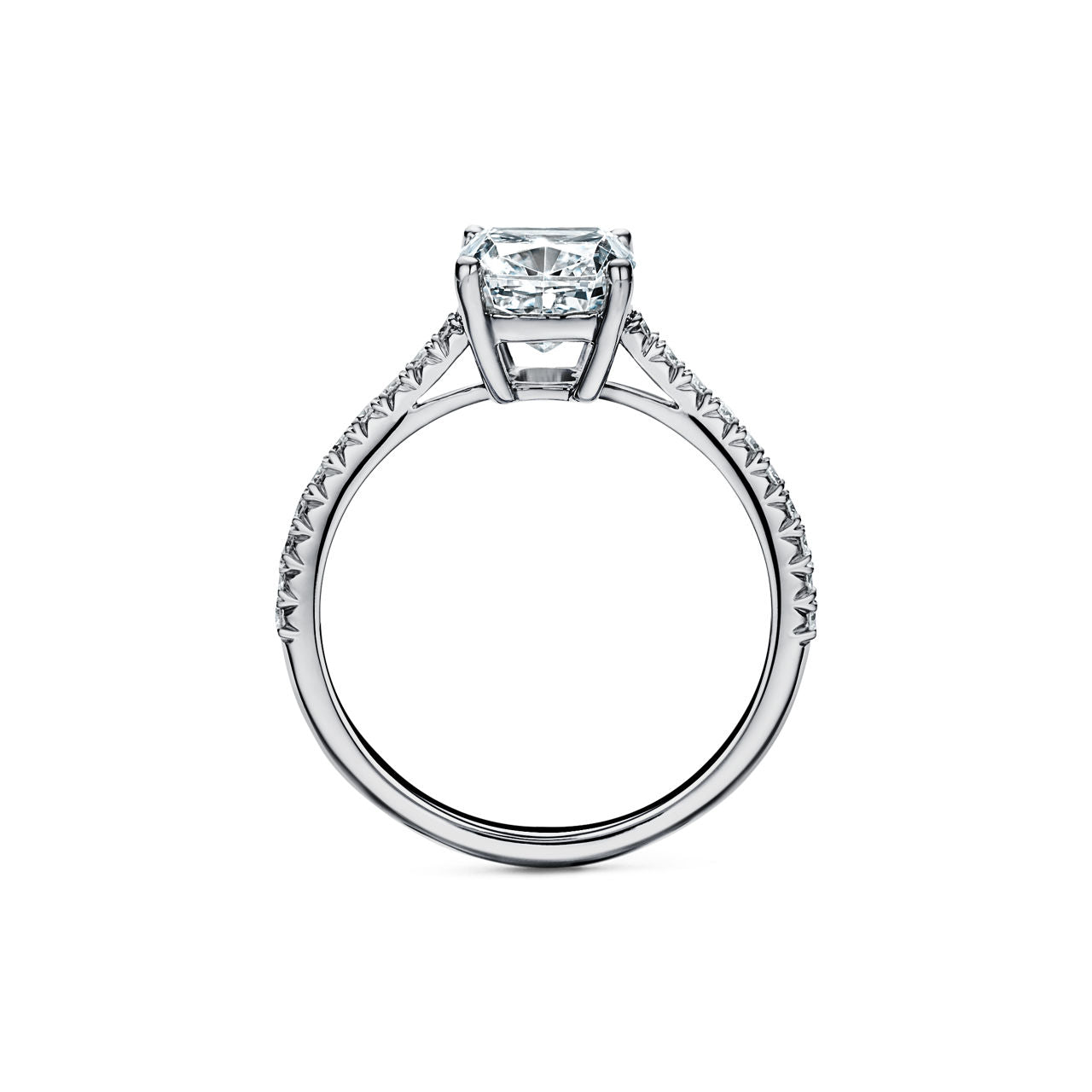 Tiffany Novo® Bague de fiançailles taille coussin avec anneau en platine 950 millièmes pavé de diamants