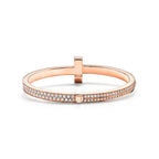 Bracelet jonc à charnière large T1 orné de diamants en or rose