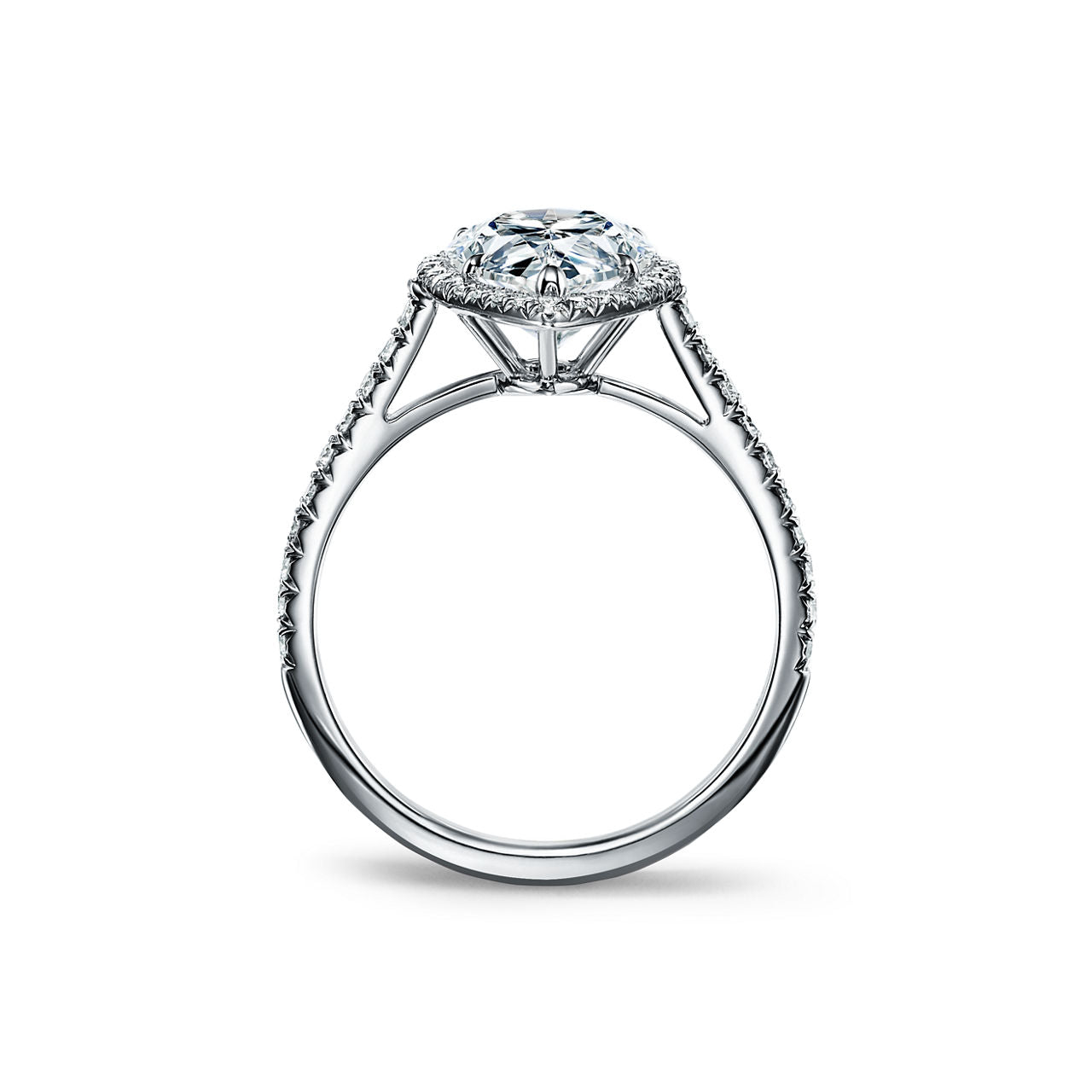 Tiffany Soleste Bague de fiançailles halo taille poire avec anneau en platine 950 millièmes et diamants