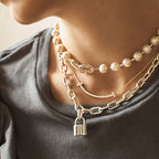 Collier Cadenas en perles en argent 925 millièmes. 9-10 mm.