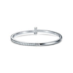 Bracelet jonc à charnière étroite T1 orné de diamants en or blanc 18 carats